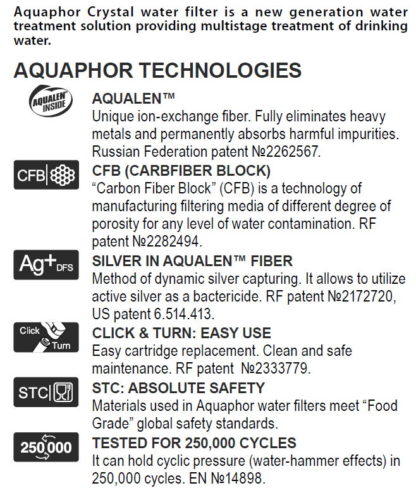 Aquaphor Cristallo sotto-lavello Sistema di filtraggio dell' acqua