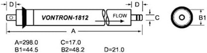 Vontron EC 1812-50 membrana reverse osmosis dimensions