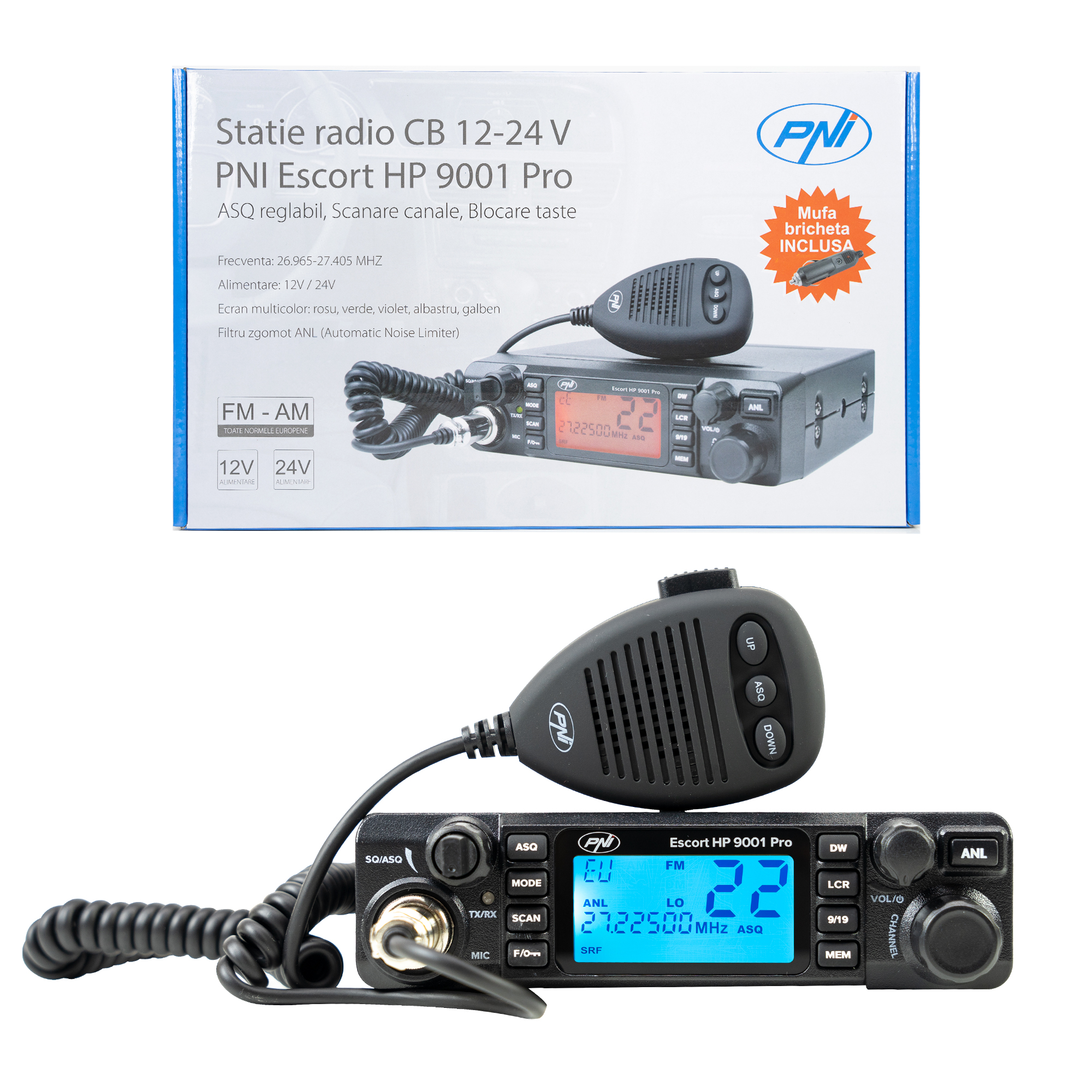 CB PNI Escort radio station HP 9001 PRO ASQ adjustable