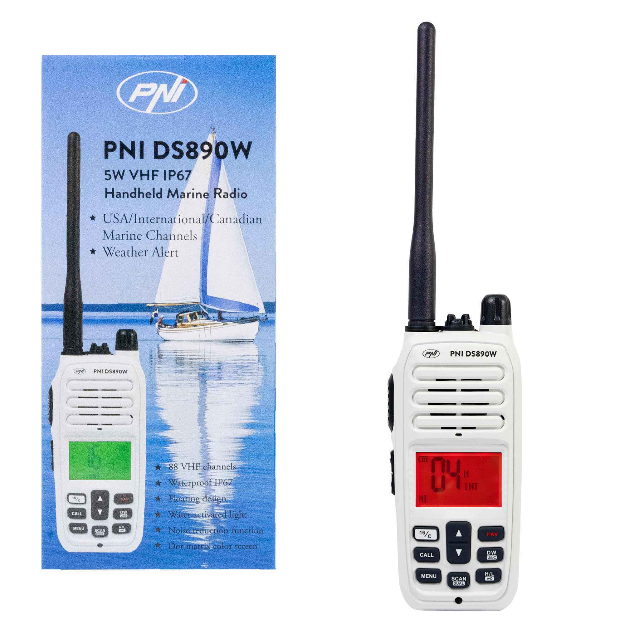 Portable marine radio station PNI DS890W 88 channels