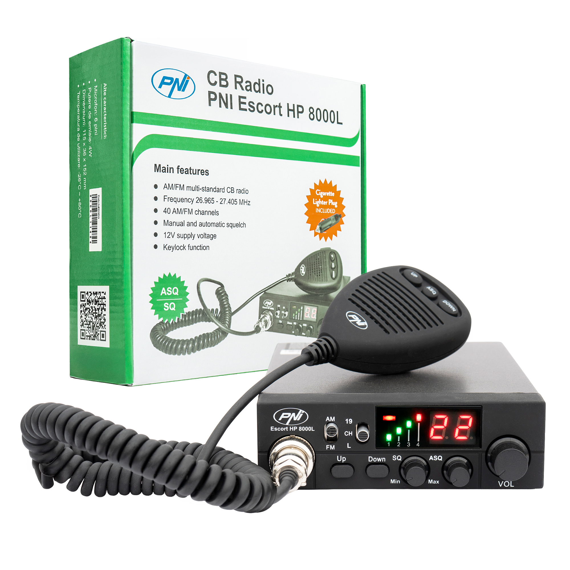 CB PNI Escort radio station HP 8000L with adjustable ASQ
