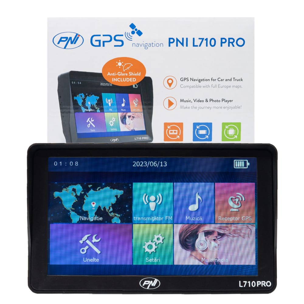 PNI L710 PRO GPS navigation system with sun visor
